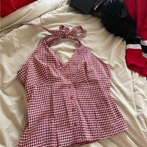 Red Gingham Halter Top